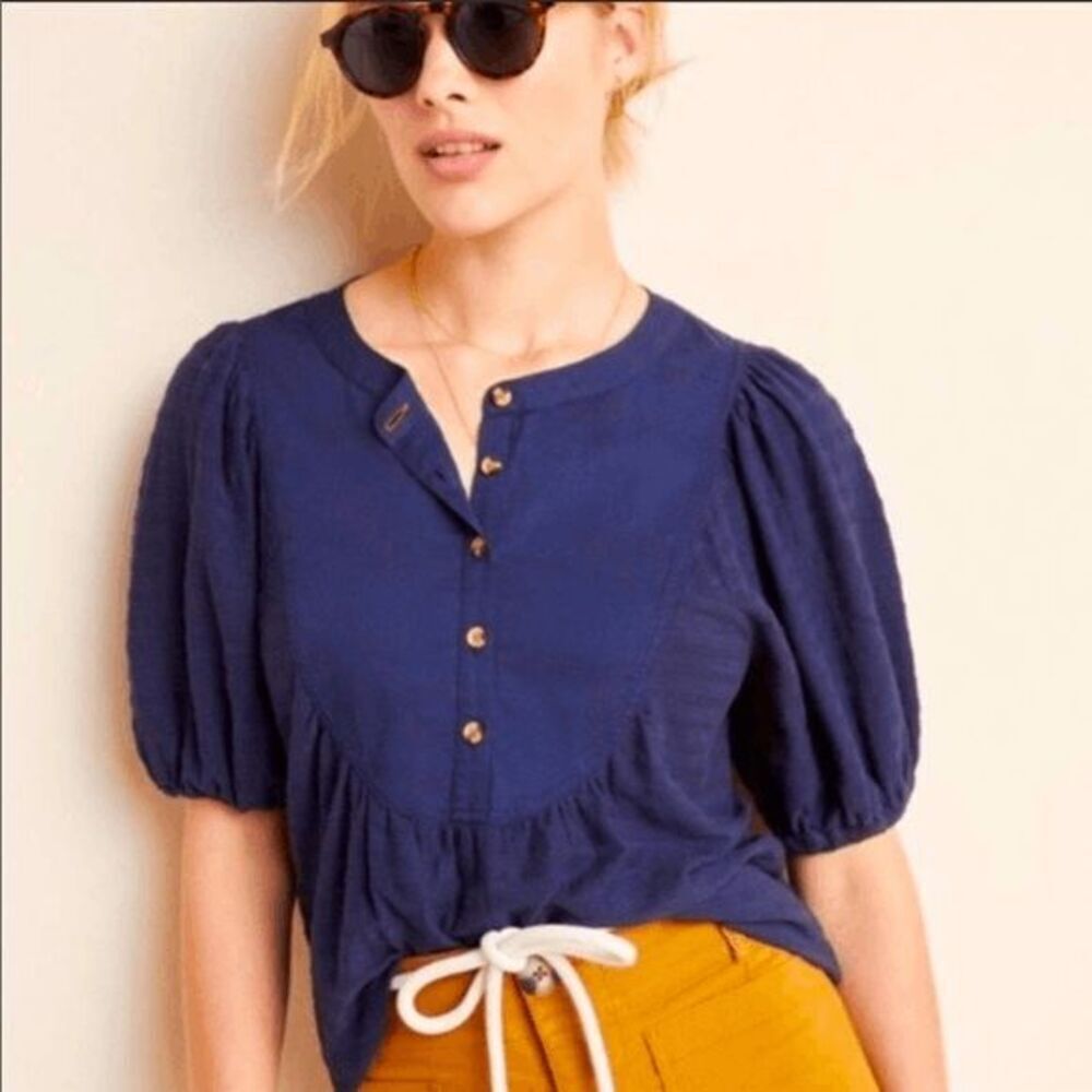Anthropologie Elinor textured puff sleeve top XS